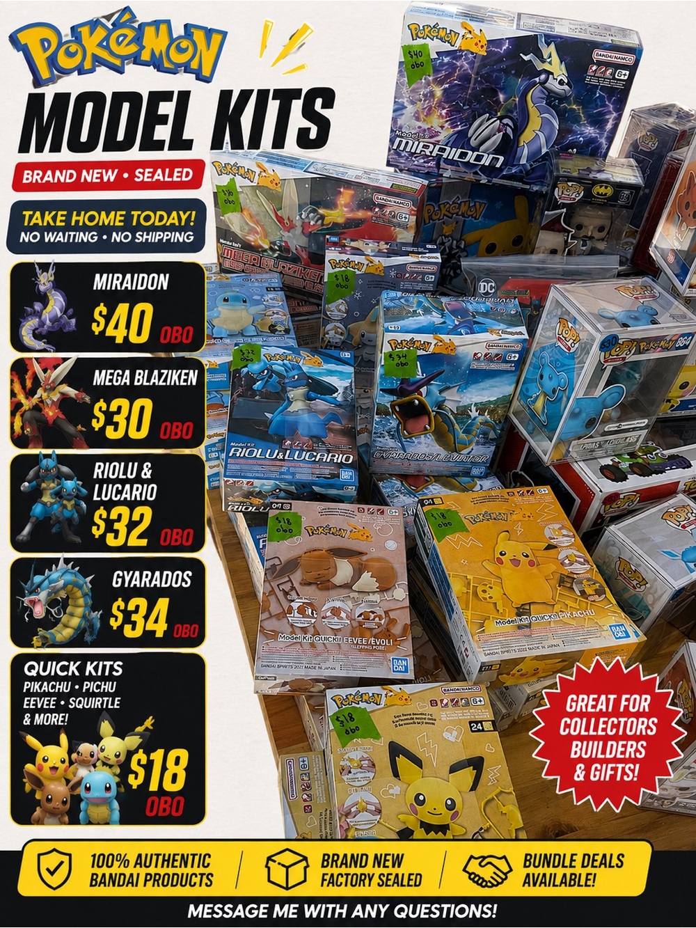 Pokémon Model Kits – Brand New & Sealed – Miraidon, Gyarados, Pikachu & More!